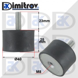 Антивибрационен тампон М 8 х Ø 40 х 25 mm Антивибрационен тампон М 8 х Ø 40 х 25 mm